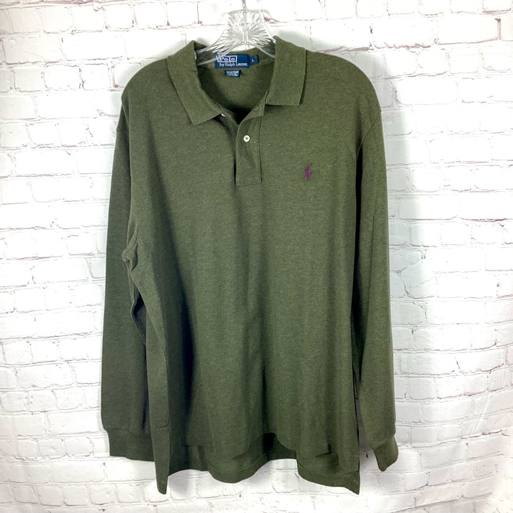 Polo by Ralph Lauren Iconic Mesh Long Sleeve Knit Shirt Mens Size Large Green